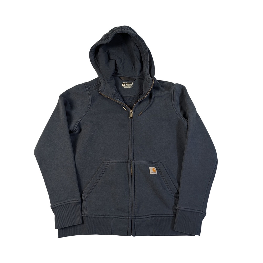 Carhartt Womens Relaxed Fit Full Zip Hoodie Navy Blue Fleece Sweatshirt Medium